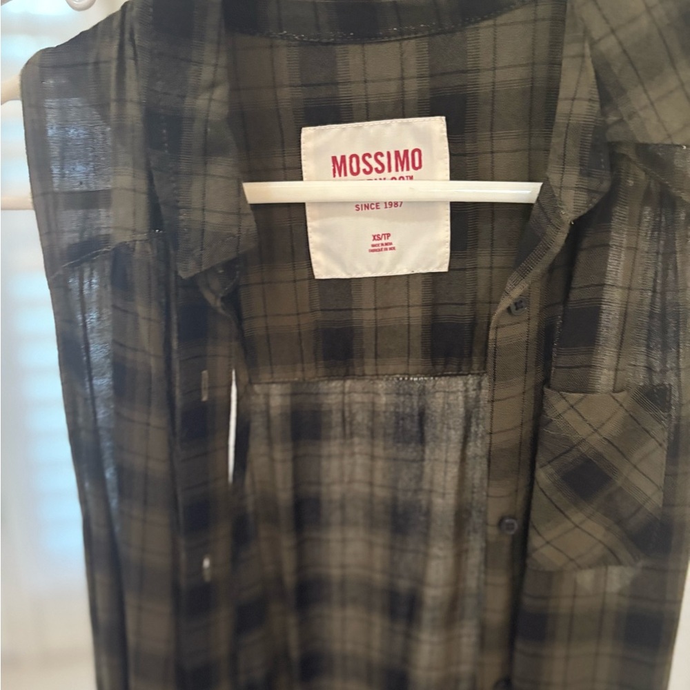 Mossimo Supply Co. Green and Black Plaid Sleeveless Shirt